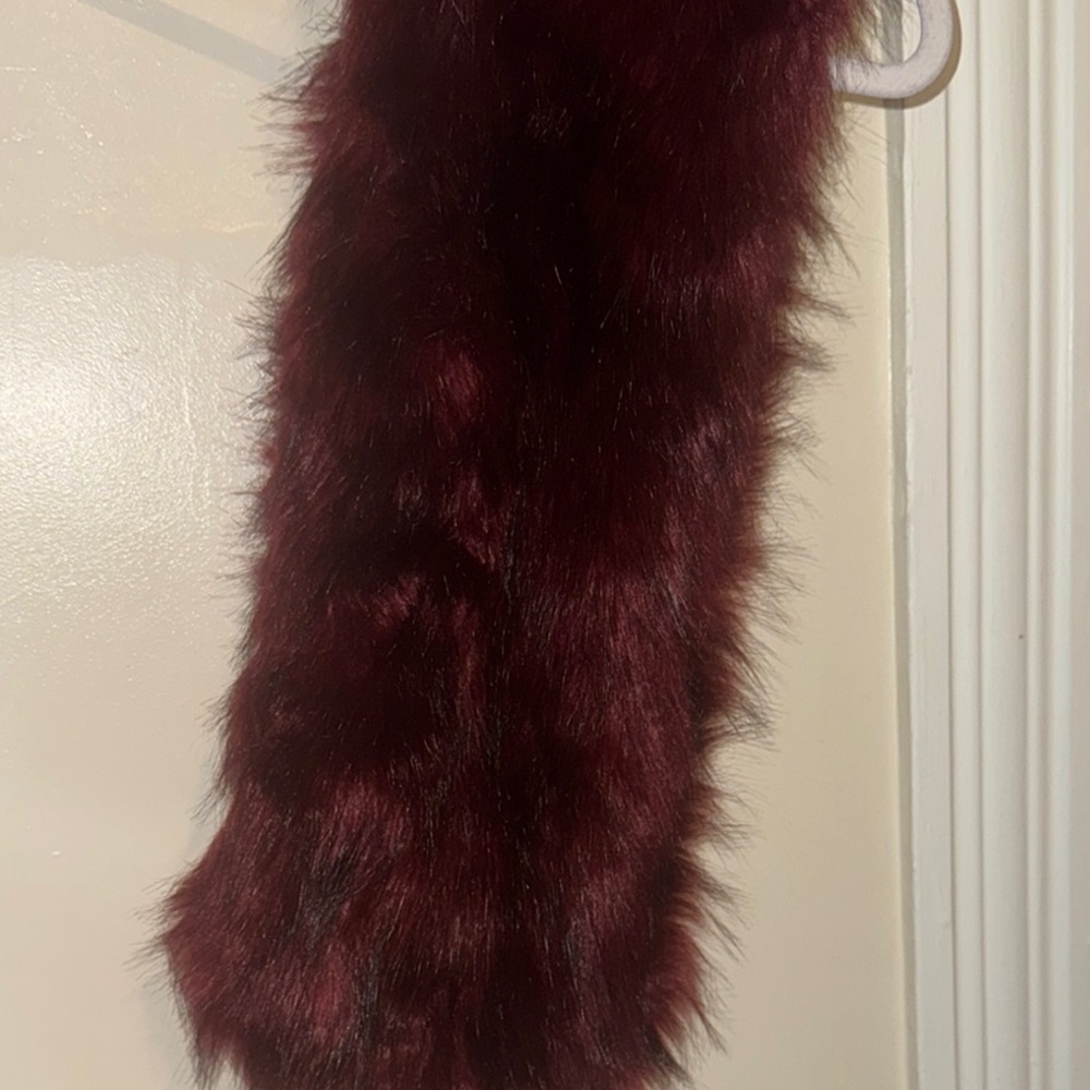 Plush Burgundy Faux Fur Scarf